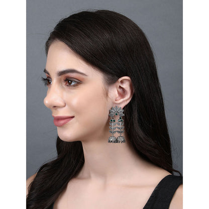 Auraa Trends Classic Oxidised Green Earrings For women