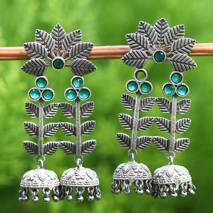 Auraa Trends Classic Oxidised Green Earrings For women