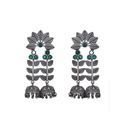 Auraa Trends Classic Oxidised Green Earrings For women