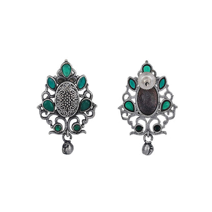 Auraa Trends Classic Oxidised Green Stone Drop Earrings For women