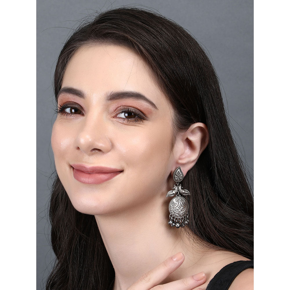 Auraa Trends Classic Oxidised Silver Earrings For women