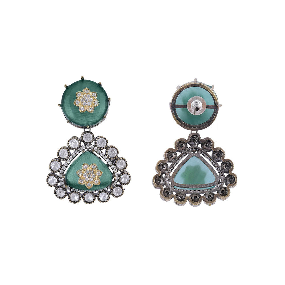 Auraa Trends 22KT Gold Plated Classic Kundan Green Necklace Set for women