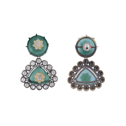 Auraa Trends 22KT Gold Plated Classic Kundan Green Necklace Set for women