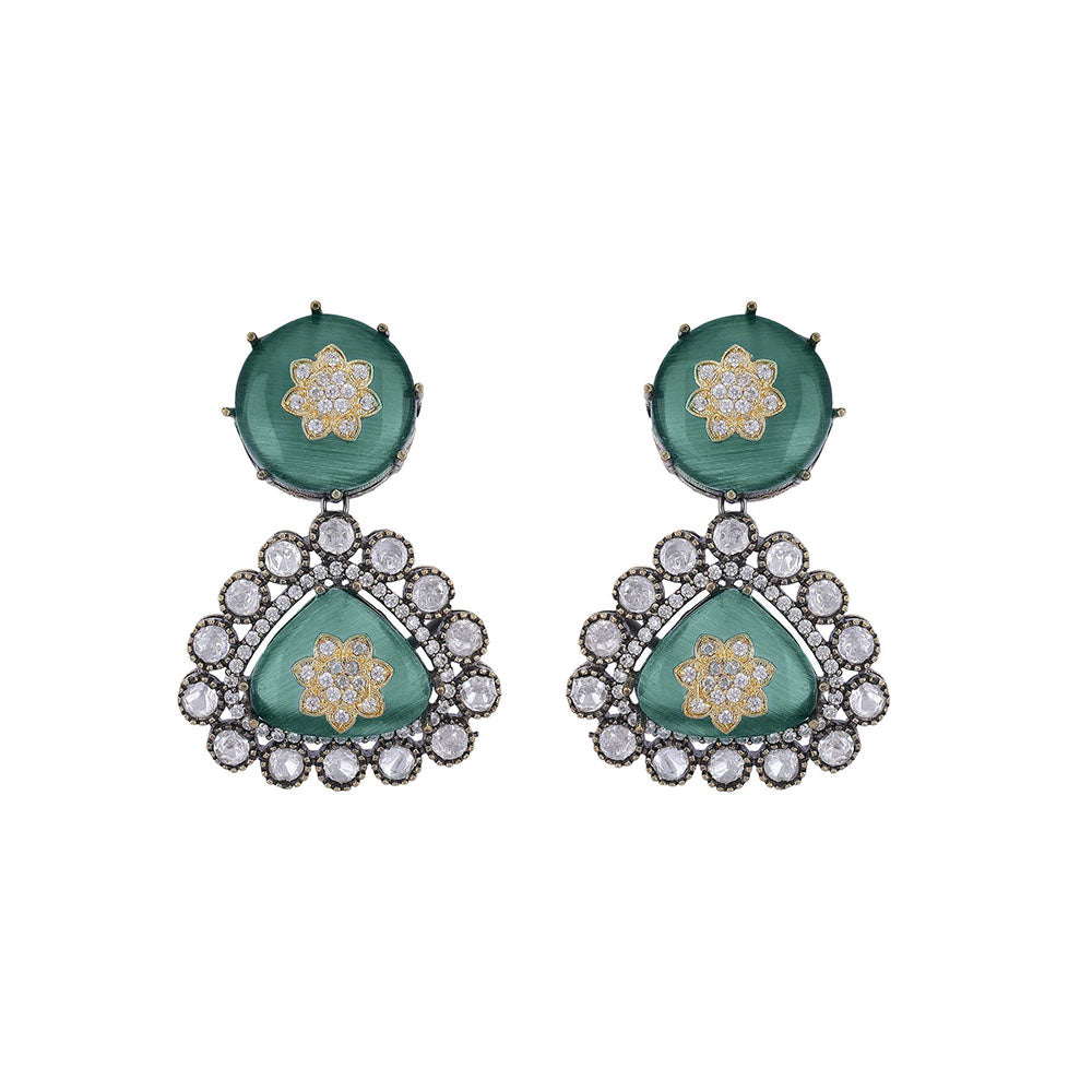Auraa Trends 22KT Gold Plated Classic Kundan Green Necklace Set for women