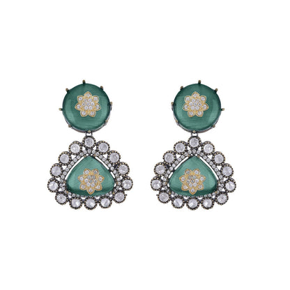 Auraa Trends 22KT Gold Plated Classic Kundan Green Necklace Set for women
