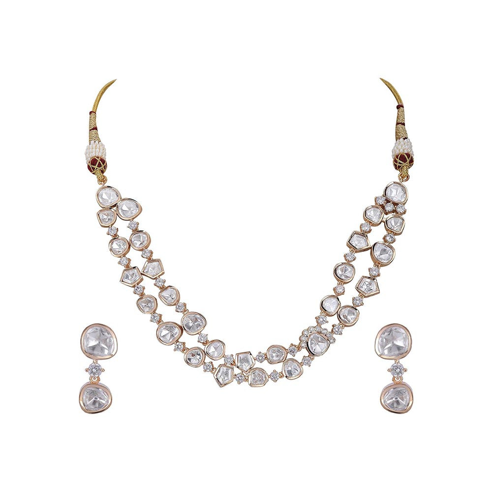 Auraa Trends 22KT Gold Plated Traditional Kundan Necklace Set for women