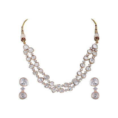 Auraa Trends 22KT Gold Plated Traditional Kundan Necklace Set for women