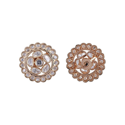 Auraa Trends 22KT Gold Plated Elegant Kundan White Studs Earrings Set for women