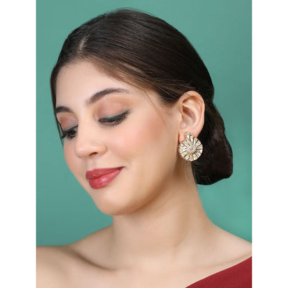 Auraa Trends 22KT Gold Plated Elegant Kundan White Studs Earrings Set for women