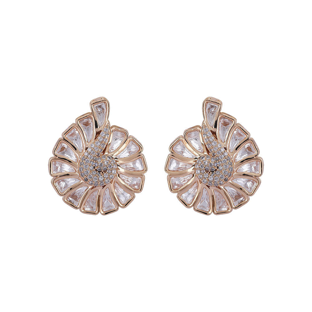 Auraa Trends 22KT Gold Plated Elegant Kundan White Studs Earrings Set for women