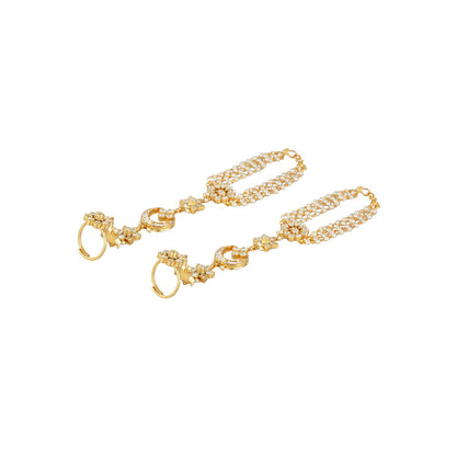 Auraa Trends 22Kt Gold Plated Classic Kundan Hathfool (Set of 2)