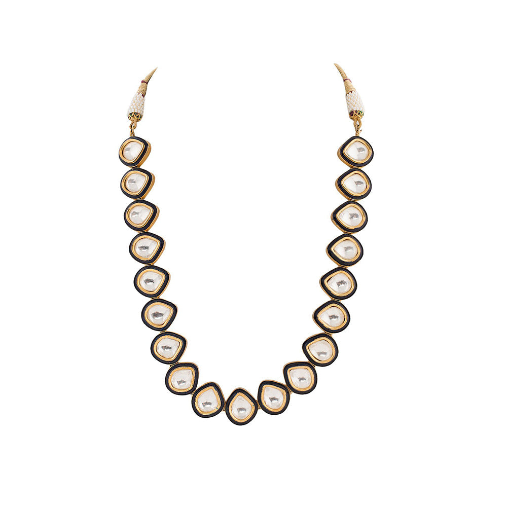 Auraa Trends 22K Gold Plated Kundan Elegant White Necklace Set for Women