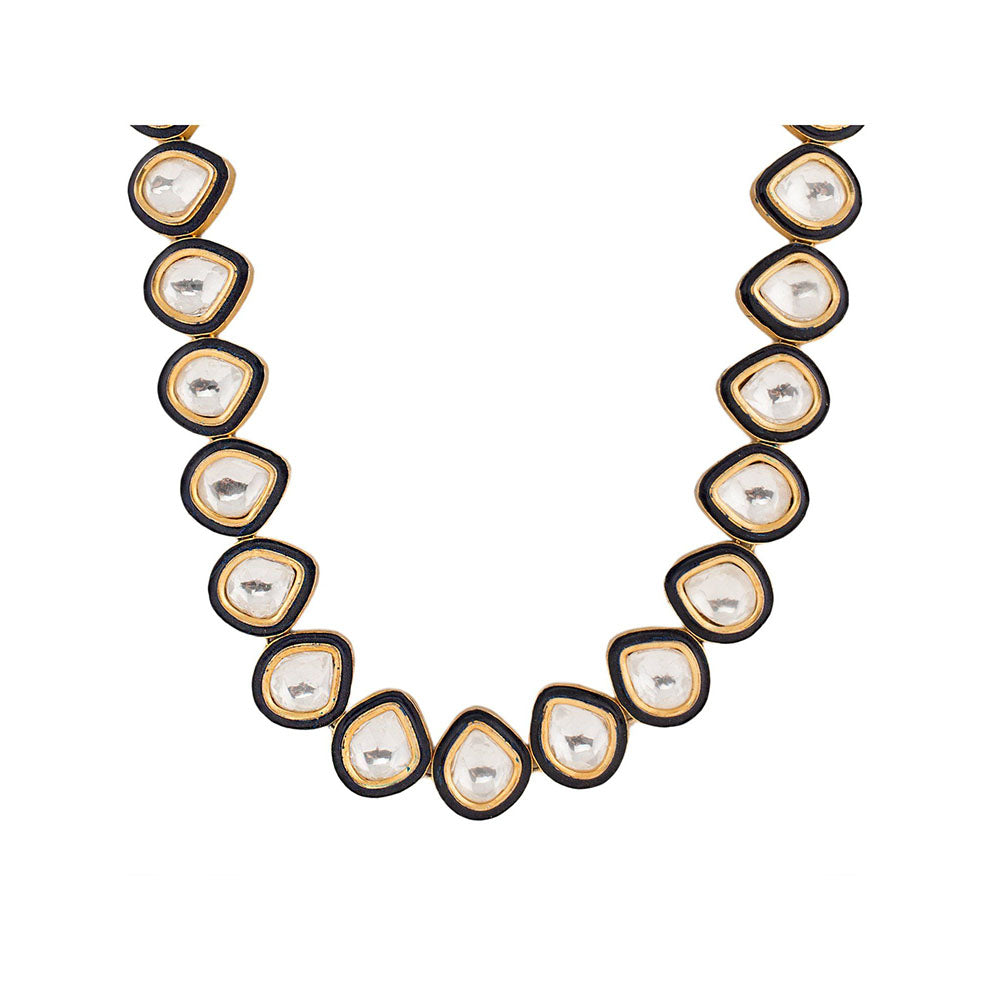 Auraa Trends 22K Gold Plated Kundan Elegant White Necklace Set for Women