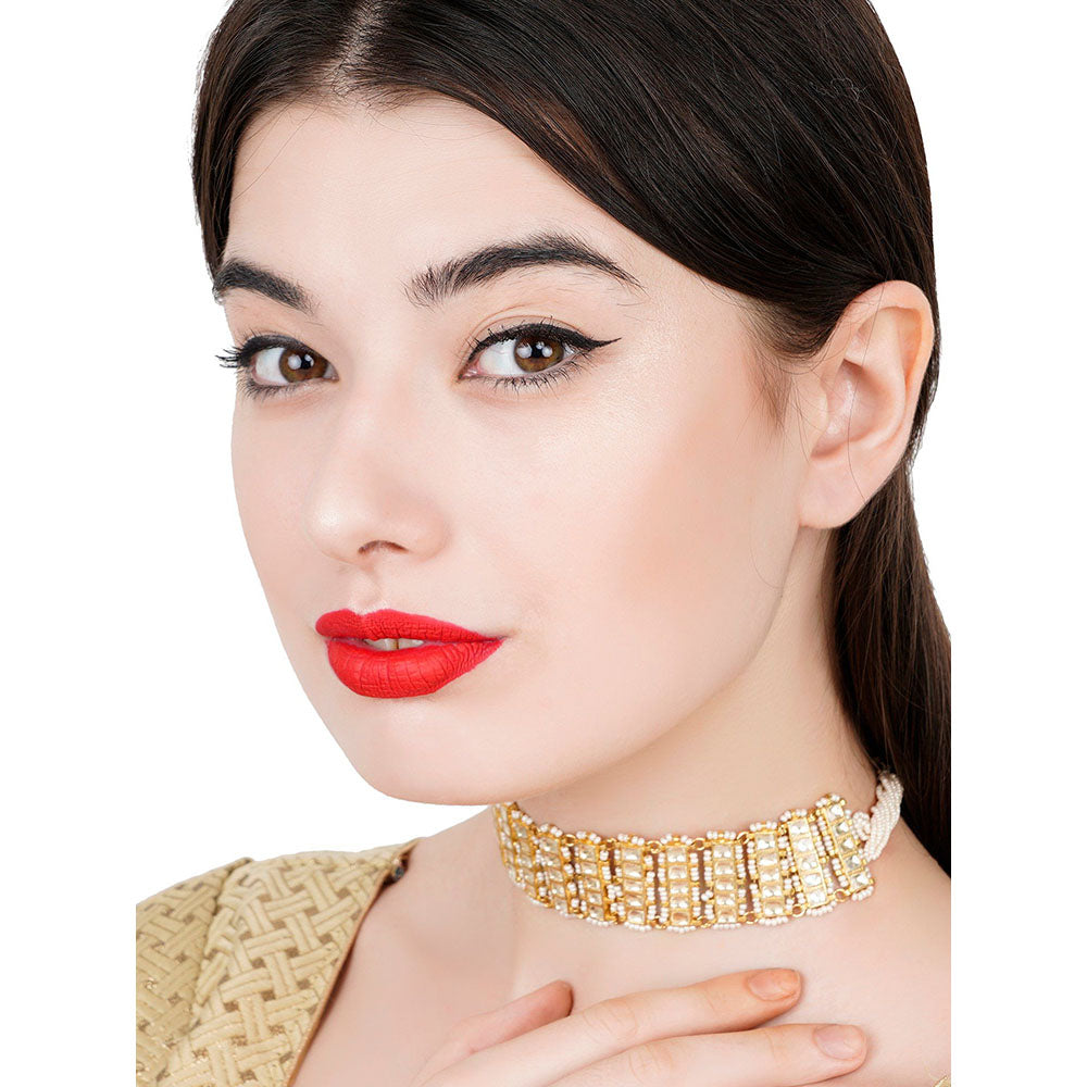 Auraa Trends 22K Gold Plated Classic Kundan Choker for Women