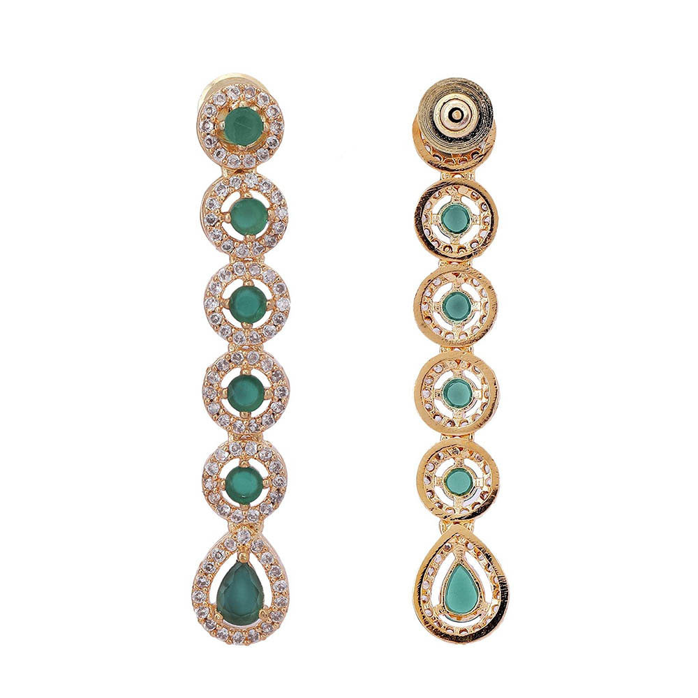 Auraa Trends 22Kt Gold Plated Kundan Classic Green Jewellery Set For Women And Girls