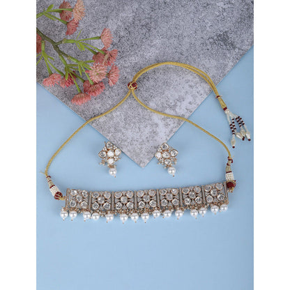 Auraa Trends 22K Gold Tone Kundan & Pearls Meenakari Jewellery Earring For Women