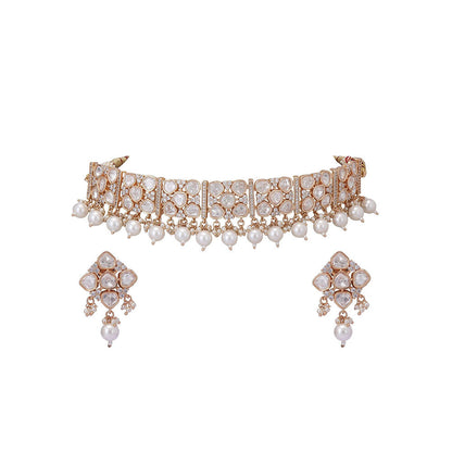 Auraa Trends 22K Gold Tone Kundan & Pearls Meenakari Jewellery Earring For Women