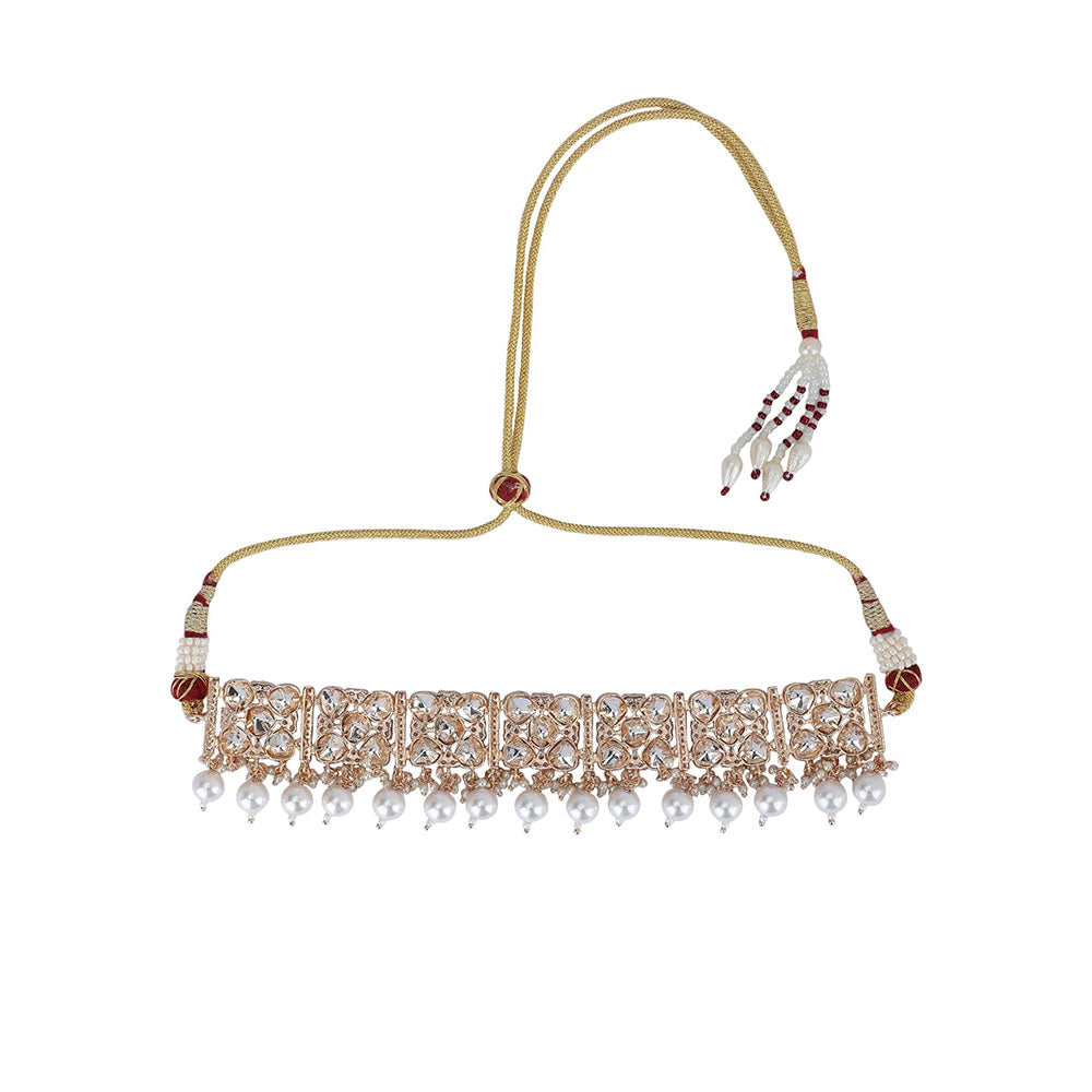 Auraa Trends 22K Gold Tone Kundan & Pearls Meenakari Jewellery Earring For Women