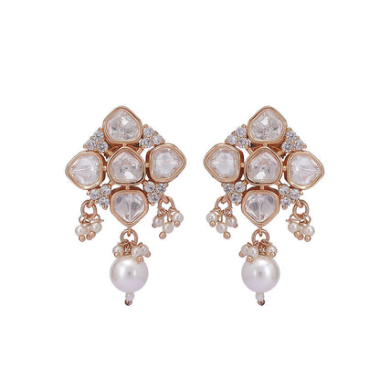 Auraa Trends 22K Gold Tone Kundan & Pearls Meenakari Jewellery Earring For Women
