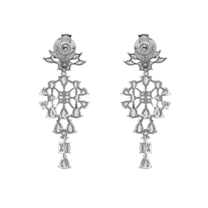 Auraa Trends Rhodium Plated White Brass Jhumka Necklace Sets For Women