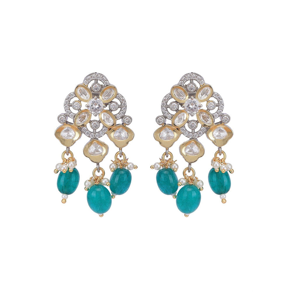 Auraa Trends 22K Gold Plated Green Kundan Studded Choker Jewellery Set For Women