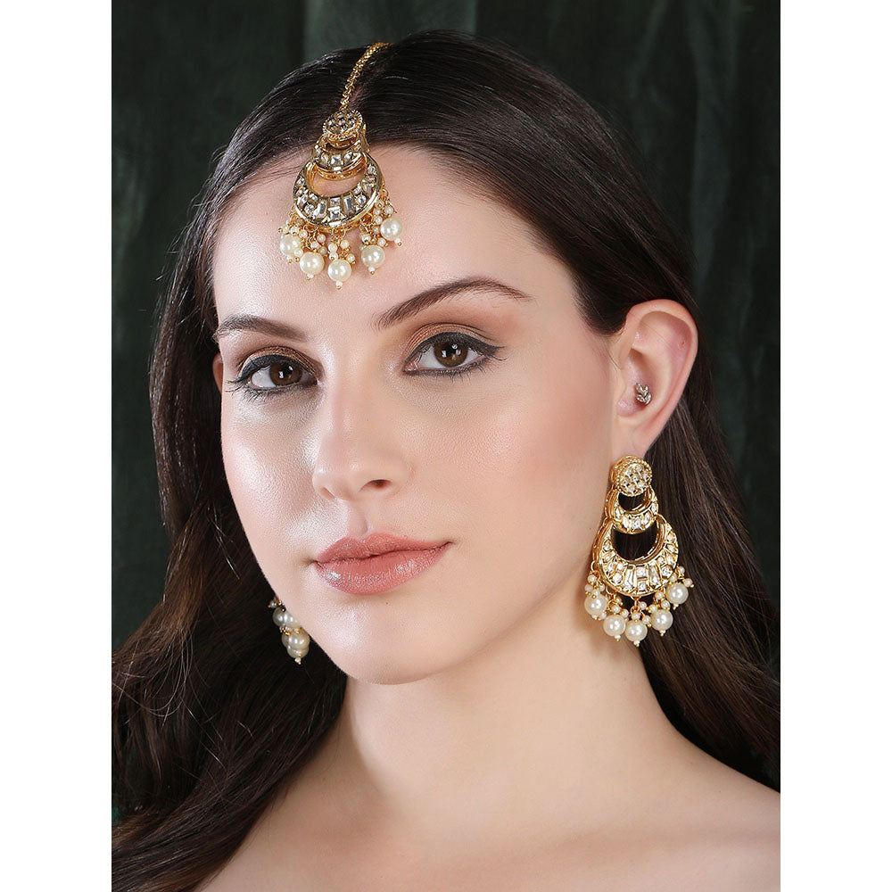 Auraa Trends 22K Gold-Plated White Kundan Jewellery Sets