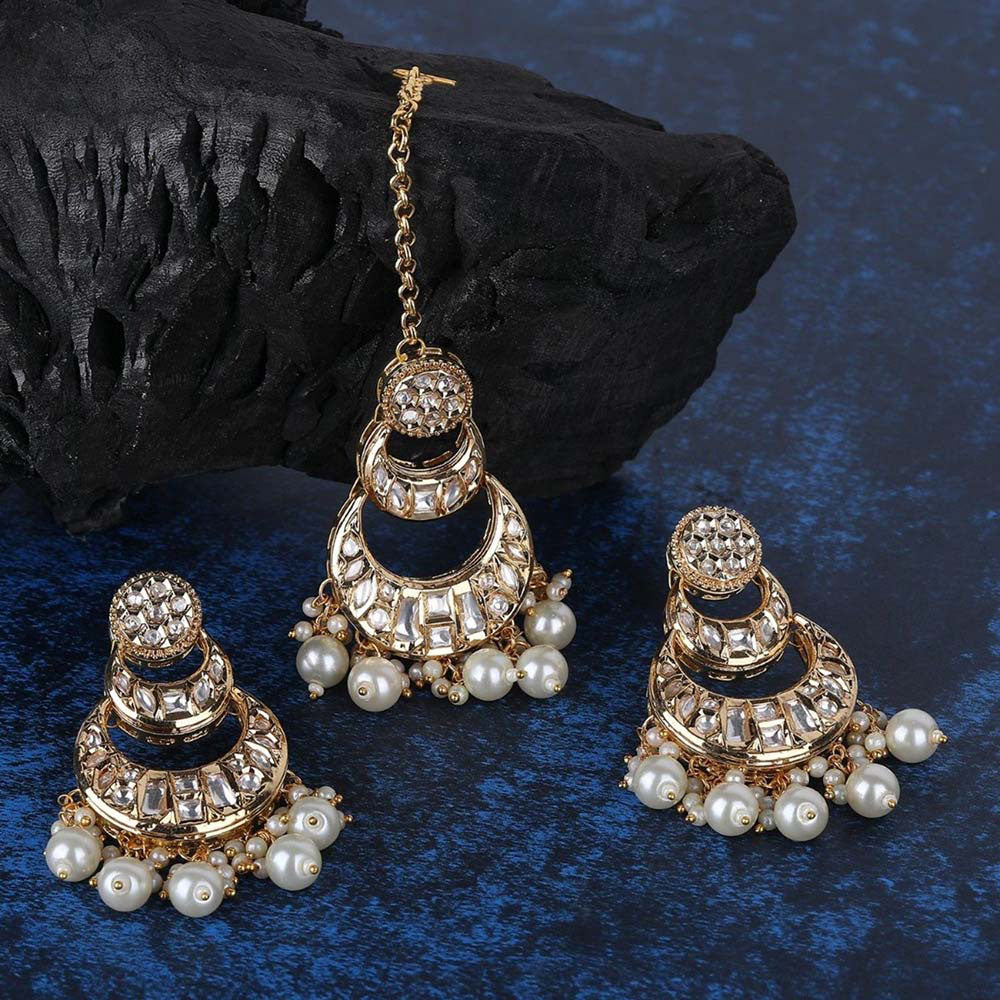 Auraa Trends 22K Gold-Plated White Kundan Jewellery Sets