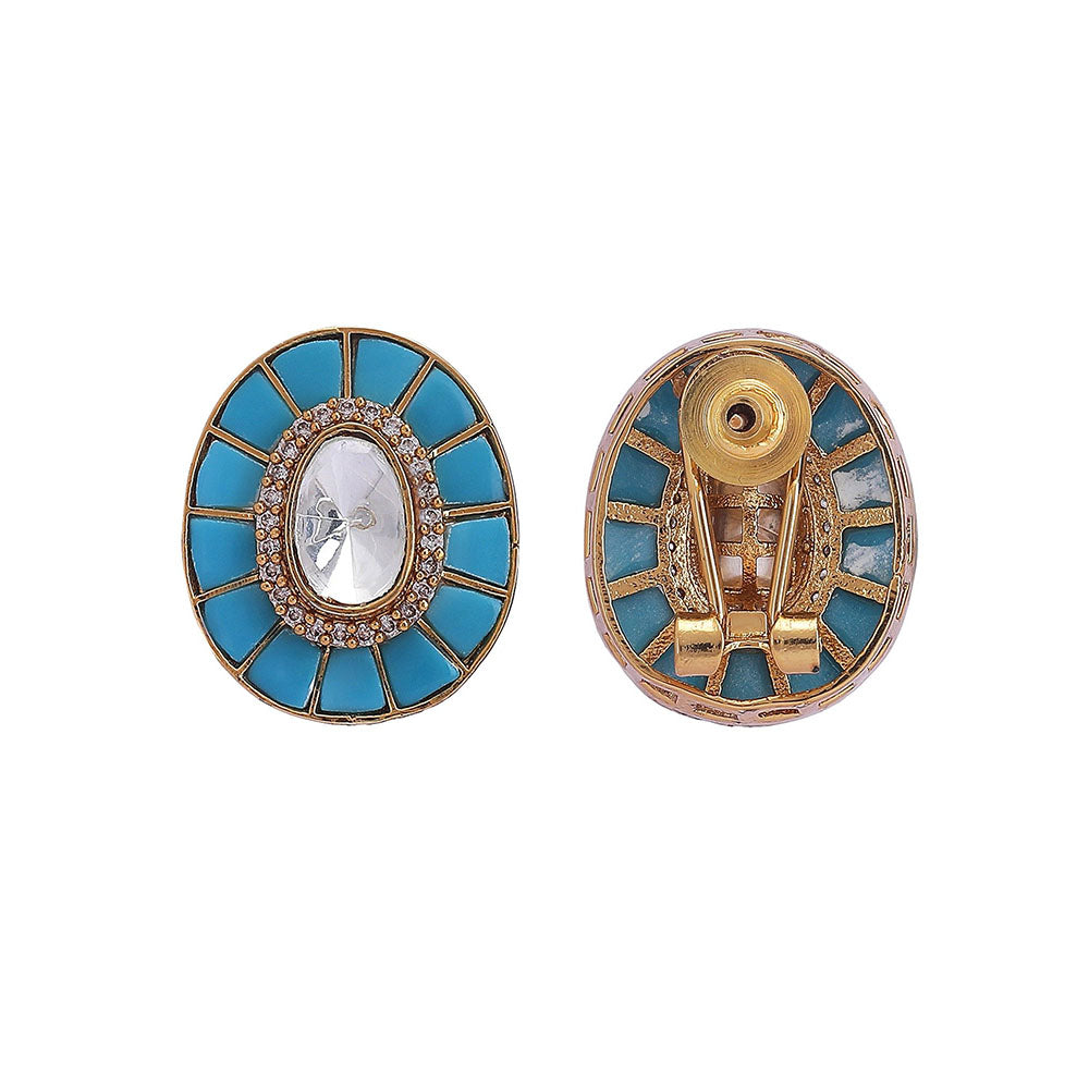 Auraa Trends 22Kt Gold Plated Kundan Blue Jewellery Set