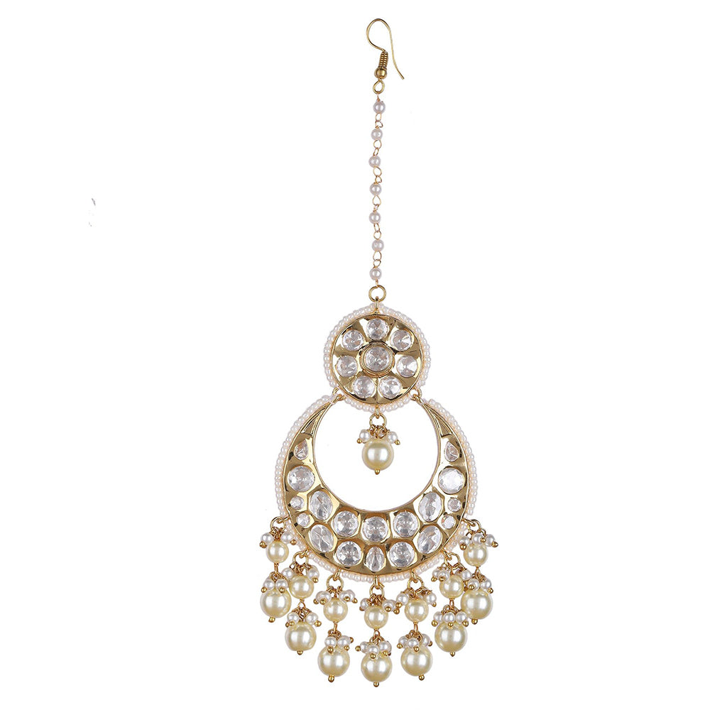 Auraa Trends 22Kt Gold Plated Kundan Golden Choker Jewellery Set