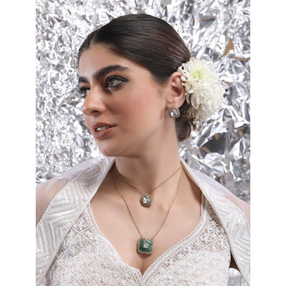 Auraa Trends 22Kt Gold Plated Kundan Multi-Colour Jewellery Set