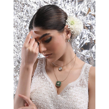 Auraa Trends 22Kt Gold Plated Kundan Multi-Colour Jewellery Set