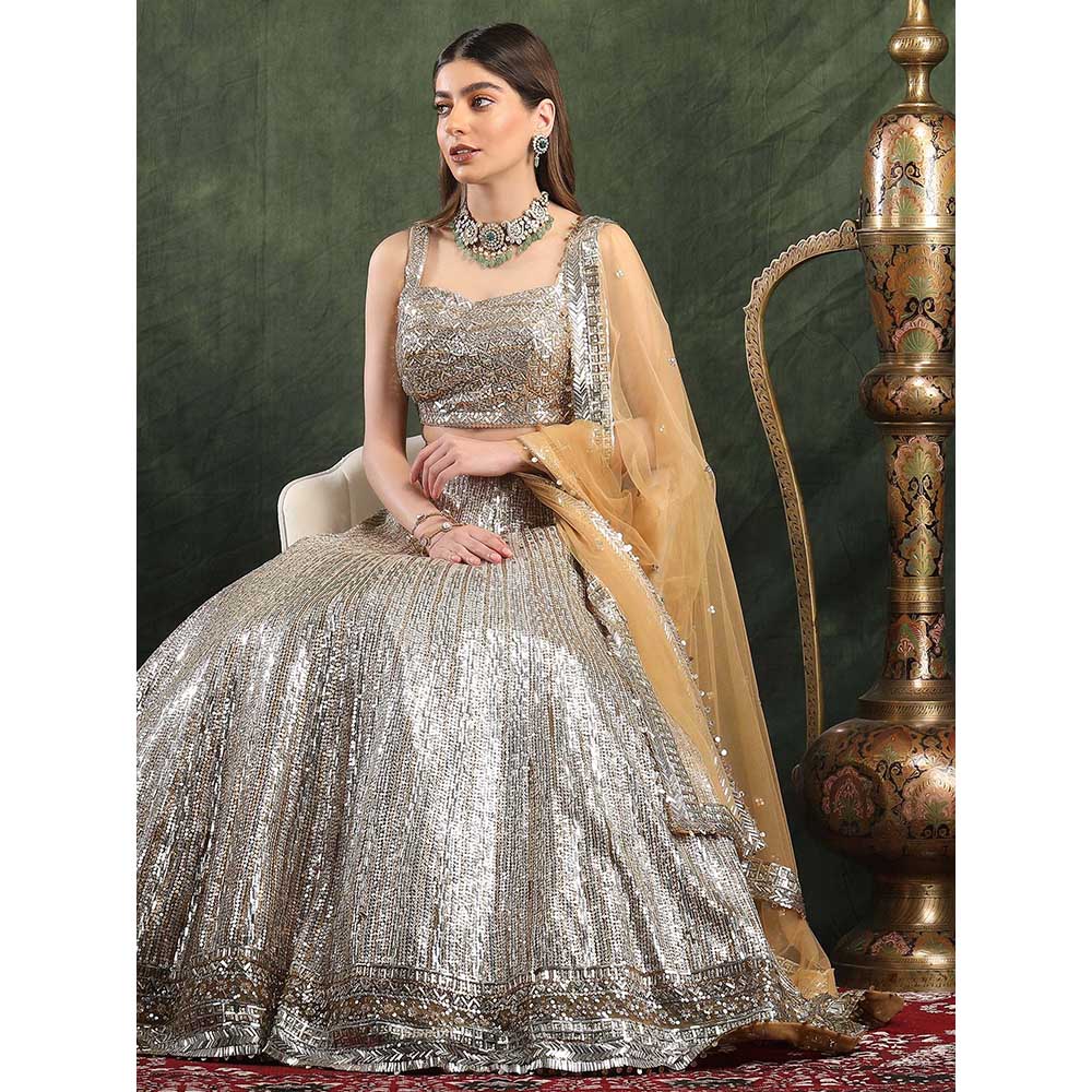 Auraa Trends 22Kt Gold Plated Kundan Green Jewellery Set