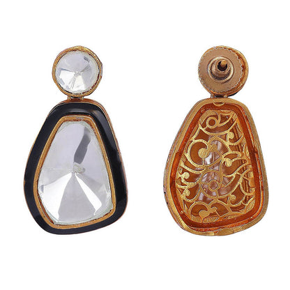 Auraa Trends 22Kt Gold Plated Kundan Black And White Jewellery Set