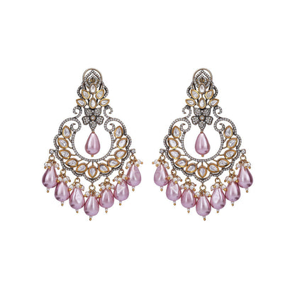 Auraa Trends 22Kt Gold Plated Kundan Chaandbali Earrings