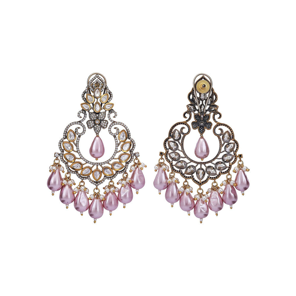 Auraa Trends 22Kt Gold Plated Kundan Chaandbali Earrings