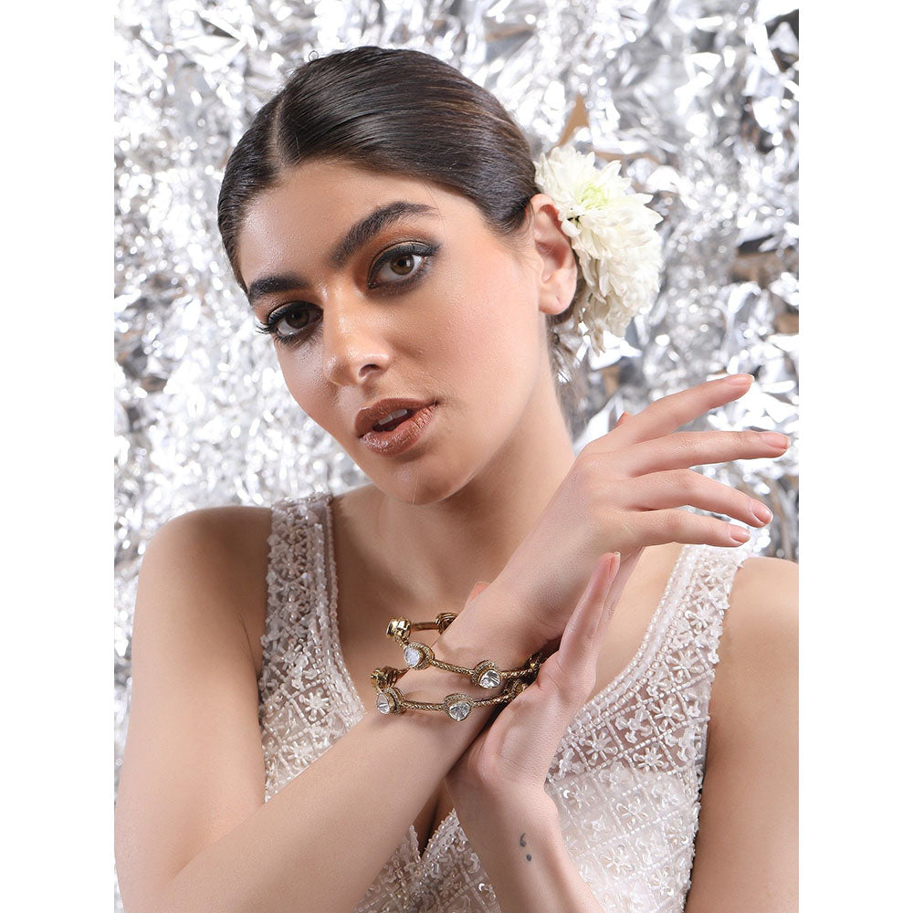 Auraa Trends 22Kt Gold Plated Kundan Bangles