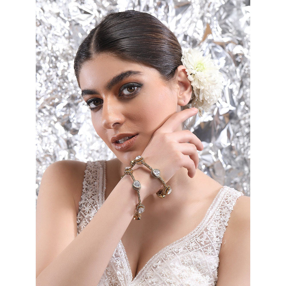 Auraa Trends 22Kt Gold Plated Kundan Bangles