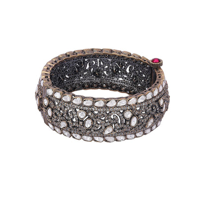 Auraa Trends 22Kt Gold Plated Kundan White Stone Kada