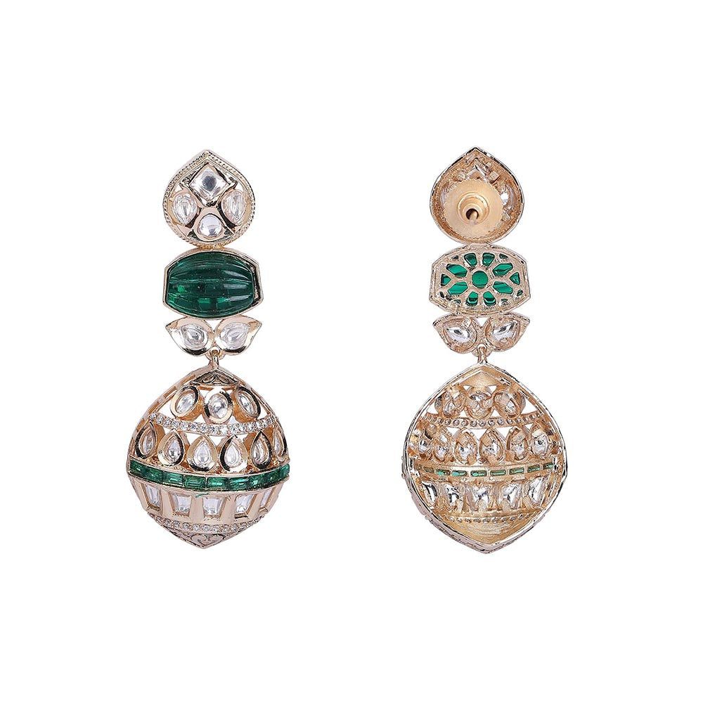 Auraa Trends Gold Finish Green Kundan Polka Choker Jewellery Set