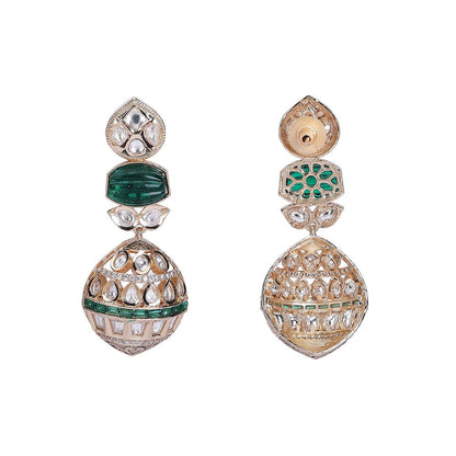 Auraa Trends Gold Finish Green Kundan Polka Choker Jewellery Set