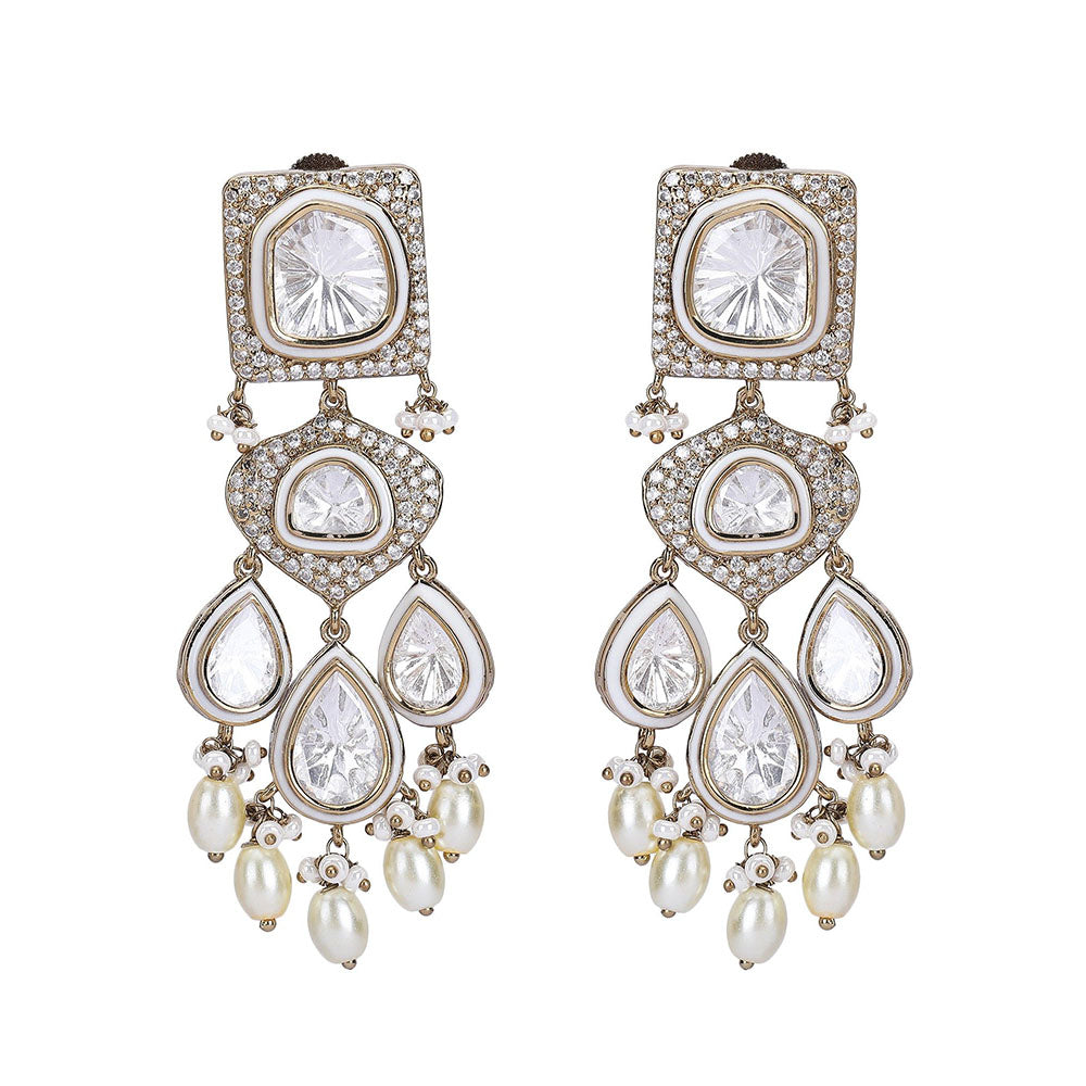 Auraa Trends White Rhodium Finish Zircon Choker Jewellery Set