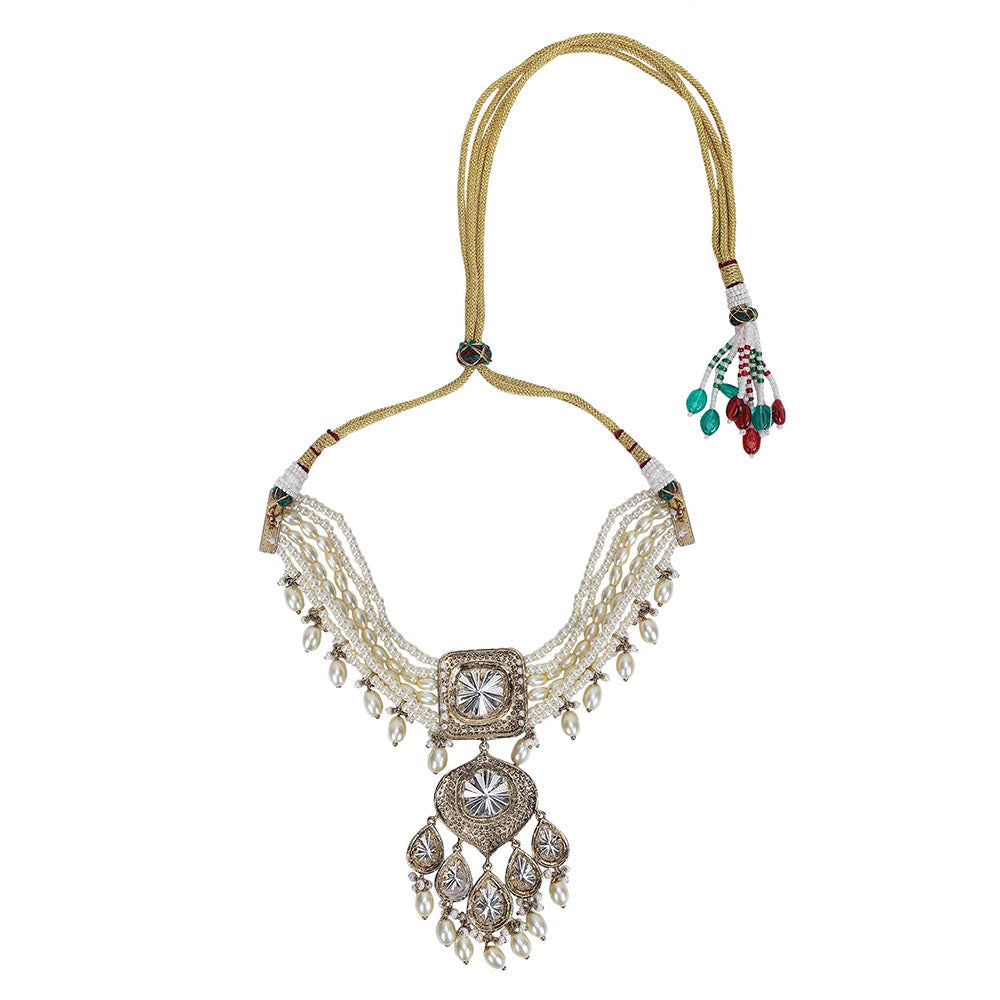 Auraa Trends White Rhodium Finish Zircon Choker Jewellery Set