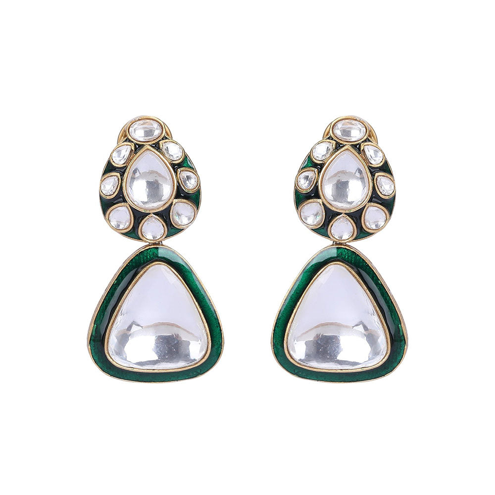 Auraa Trends Gold Finish Multi-Colour Kundan Polka & Beaded Jewellery Set