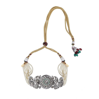 Auraa Trends Gold-Plated Stones & Beads Studded Choker Jewellery Set