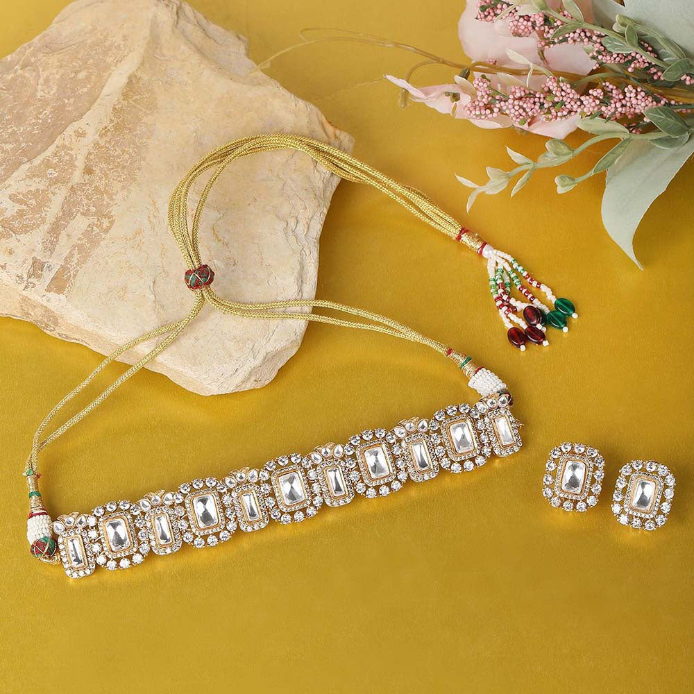 Auraa Trends Gold Tone Polka Jewellery Set