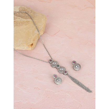 Auraa Trends Silver Plated Stone Studded Jewellery Set