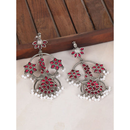Auraa Trends Silver Toned Diamond Shaped Jhumka Earring