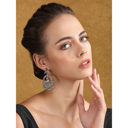 Auraa Trends Stone Studded Swan Design Drop Earring