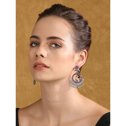 Auraa Trends Stone Studded Swan Design Drop Earring