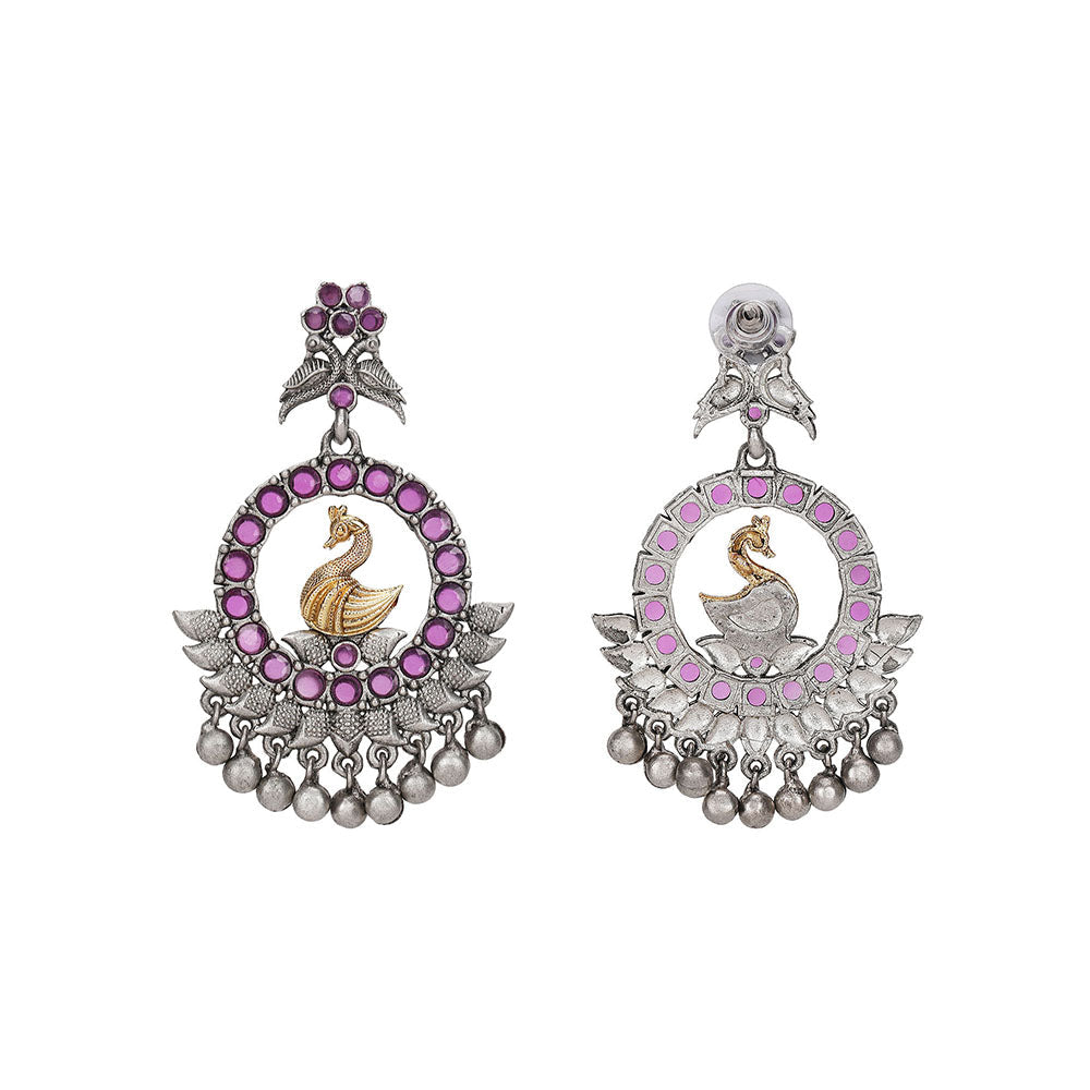 Auraa Trends Stone Studded Swan Design Drop Earring
